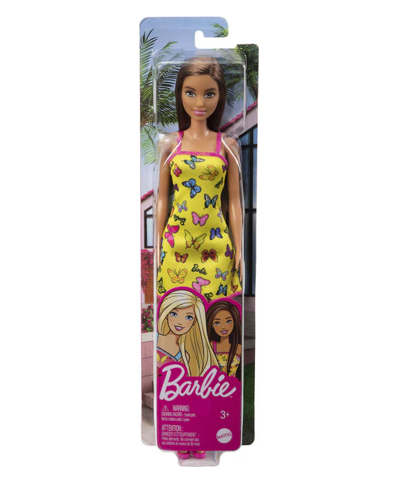 Barbie Fashion Doll With Butterfly Logo Print Dress - Multicolor