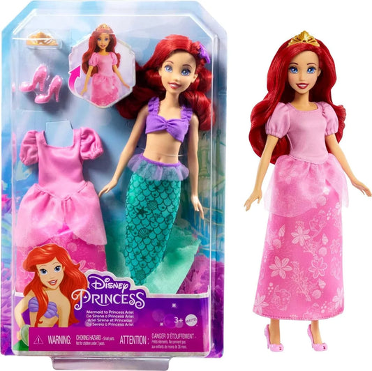 Disney Princess Toys, Ariel 2-In-1 Mermaid To Princess Doll With 2 Fashions And Accessories - Multicolor