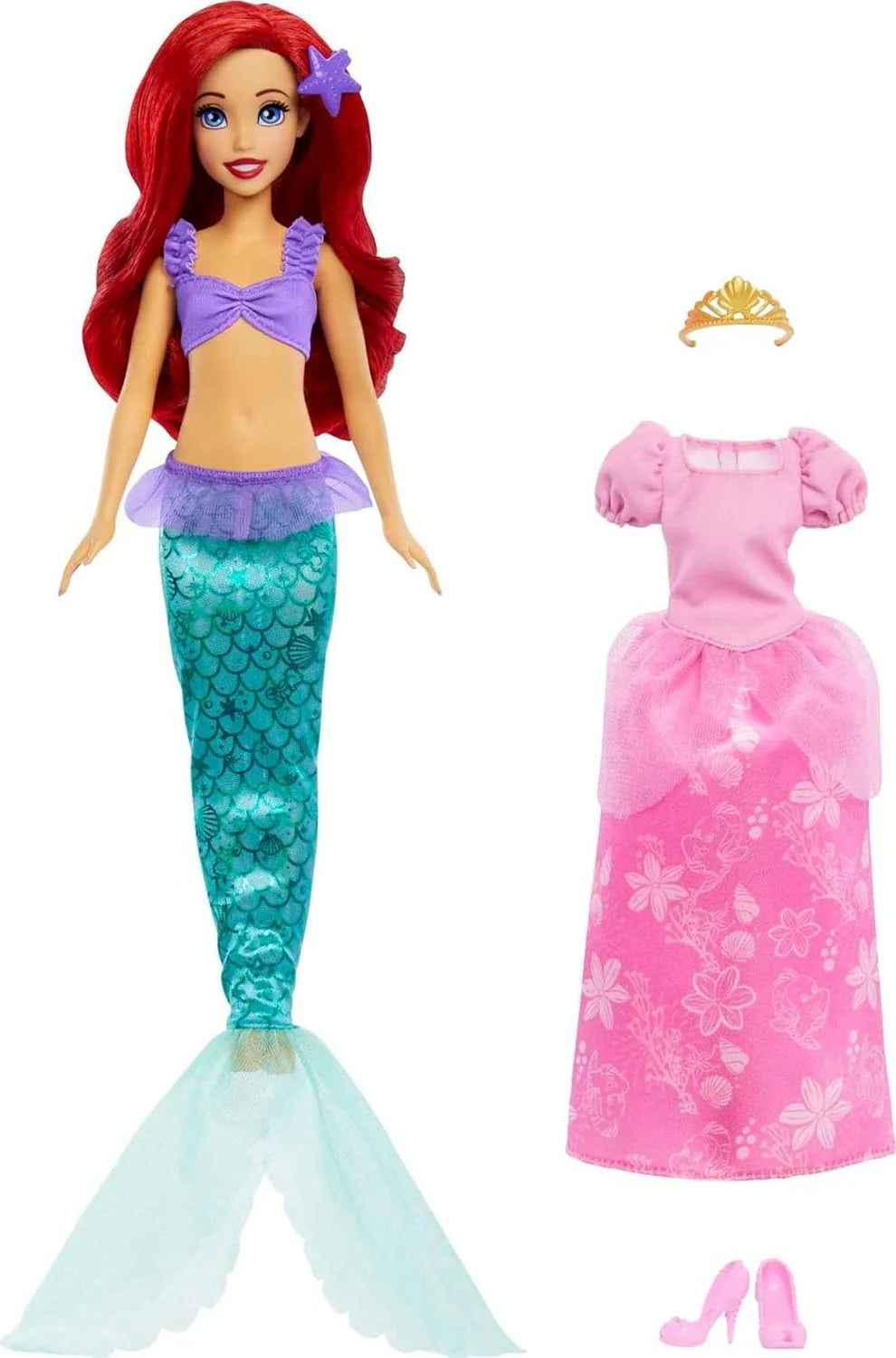 Disney Princess Toys, Ariel 2-In-1 Mermaid To Princess Doll With 2 Fashions And Accessories - Multicolor