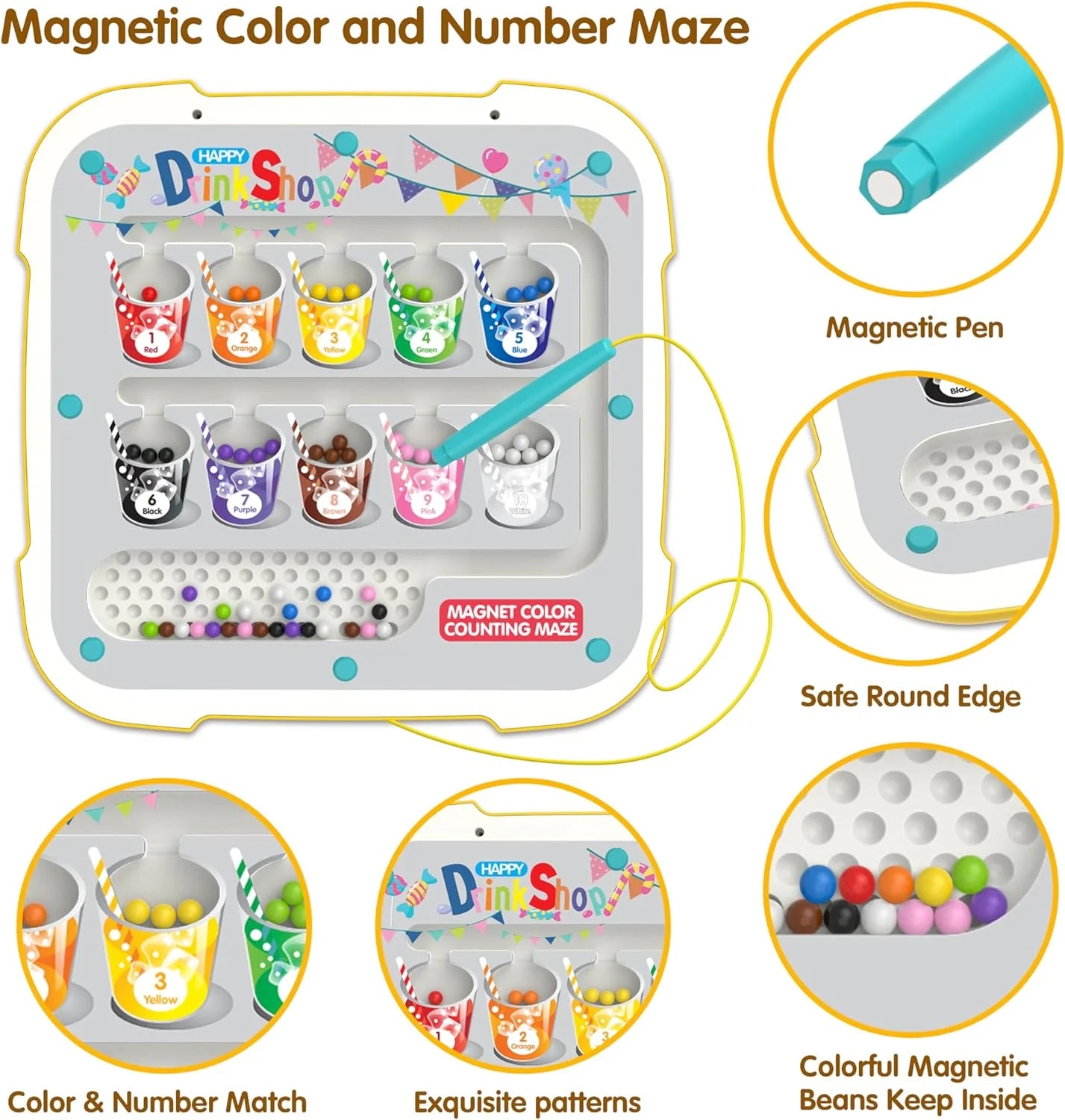 Premium Quality 2-in-1 Magnetic Dot Drawing Board & Magnetic Maze for Kids