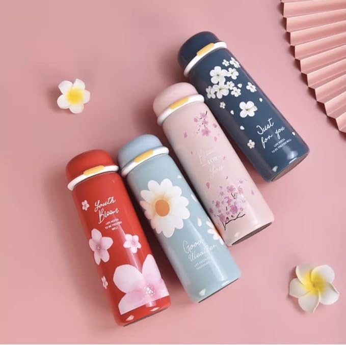 Floral Print Stainless Steel Bottle- 450ml