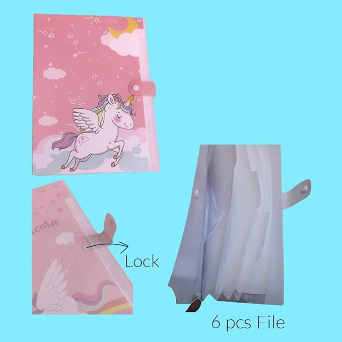 Unicorn File Folder with Button Lock