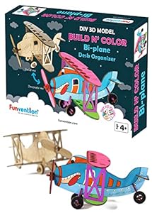 Funvention Bi-Plane - 3D Coloring Model - DIY Desk Organizer Pen Stand