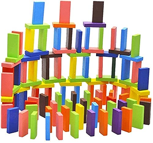 Dominoes Blocks 200 Pieces Wooden Domino Game Set for Kids- Multi Color