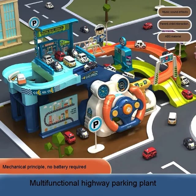 Ultimate City Adventures: Assemble Slot Toy Parking Garage & Urban Rail Transit with Realistic Steering Wheel