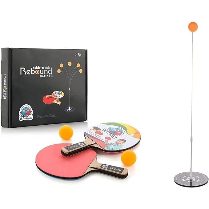 Table Tennis Trainer Toys for Kids & Adults | Rebound Rackets and Balls Base Training Practice Set | Outdoor Indoor Games for Boys & Girls