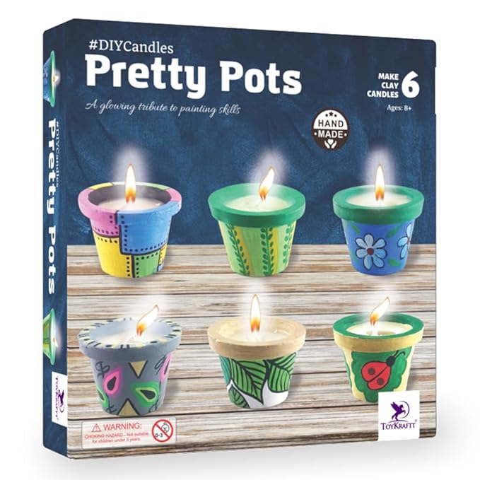 TOYKRAFTT Art and Craft kit| Pot Painting Kit| DIY Diwali Candle Making Kit for Age 8 to 12 - Candles from Pretty Pots