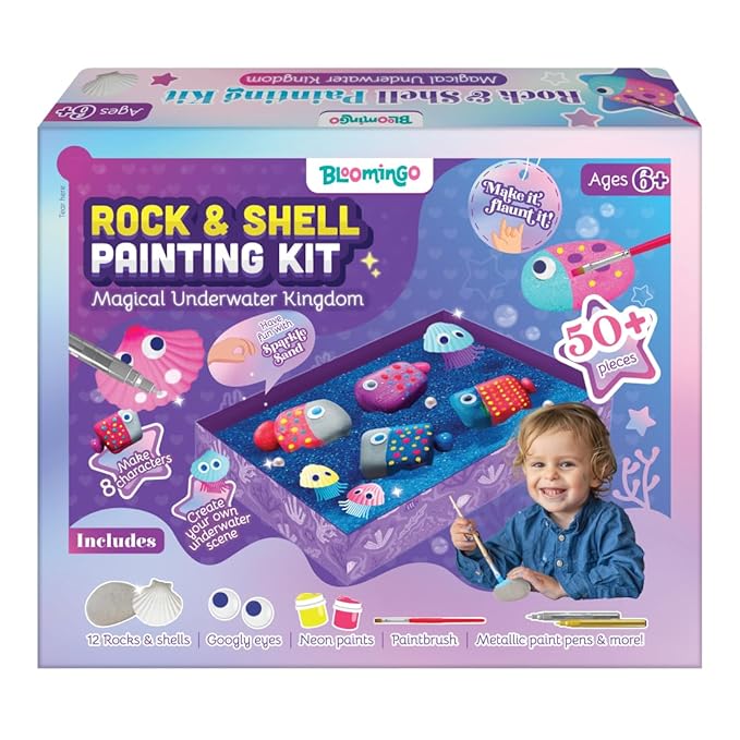 Bloomingo Art & Craft Kit - Rock Painting Kit Magical Underwater Kingdom