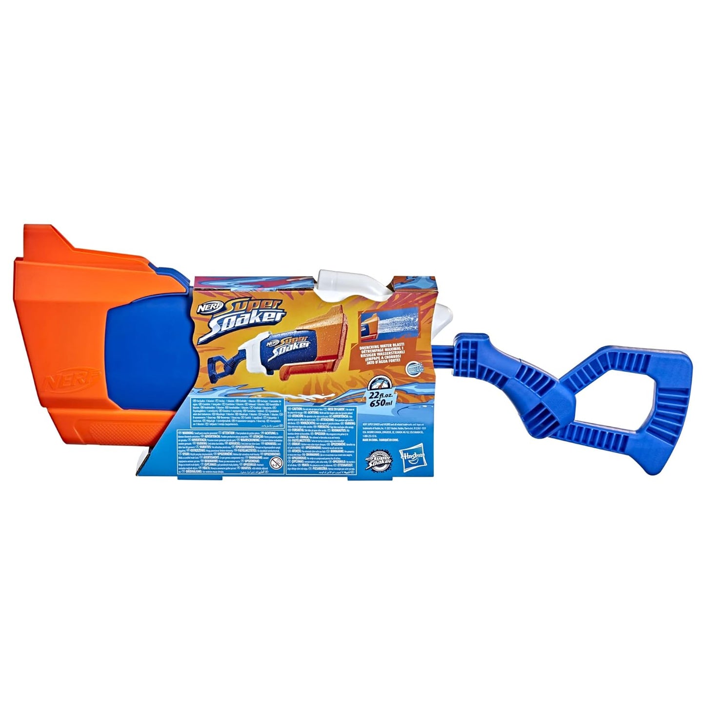 Super Soaker Nerf Rainstorm Water Blaster for Holi - Easy Fill and Blast - Large 650Ml Water Tank - for Drenching Water Blast Games On Holi Festival, Branded Toy Pichkari for Kids 6+