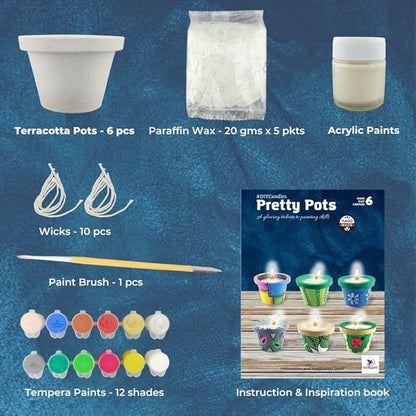 TOYKRAFTT Art and Craft kit| Pot Painting Kit| DIY Diwali Candle Making Kit for Age 8 to 12 - Candles from Pretty Pots