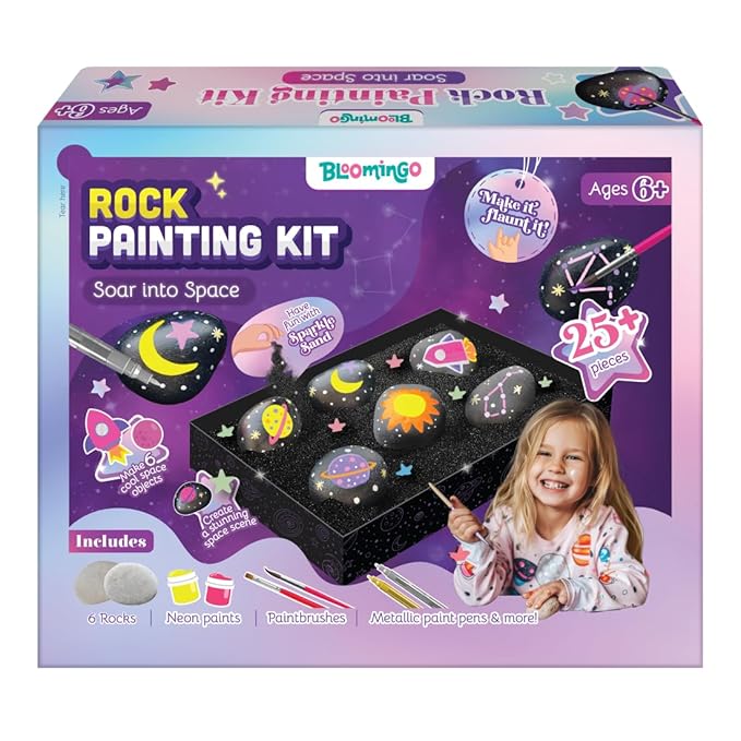 Bloomingo Art & Craft Kit - Rock Painting Kit Soar into Space