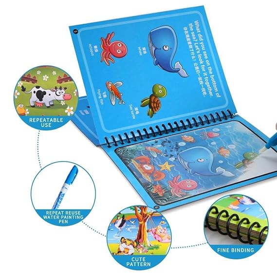 Magic Water Quick Dry Book Water Coloring Book Doodle with Magic Pen Water Painting Book for Children