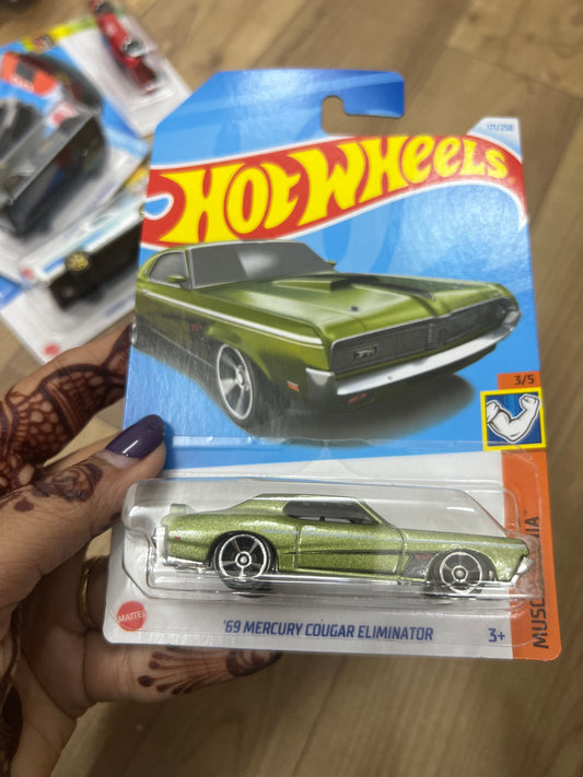 Single Hot WheelS Car-69 Mercury Cougar Eliminator- Light Green