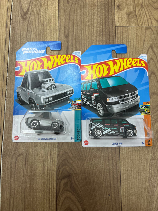 Single Hot Wheels Car- DODGE VAN AND SINGLE HOT WHEELS CAR 70 DODGE CHARGER