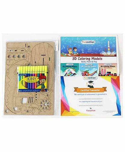 Funvention Ship - 3D Coloring Model - DIY Desk Organizer Pen Stand - STEM Leanring 3D Puzzle Toy