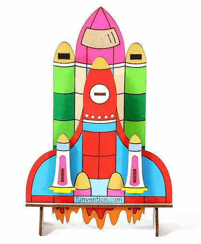 Funvention Space Shuttle - 3D Coloring Model - DIY Desk Organizer Pen Stand - STEM Learning 3D Puzzle Toy - Art, Coloring and Painting Kit for Kids