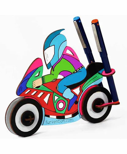 Funvention Bike - 3D Coloring Model - DIY Desk Organizer Pen Stand - STEM Leanring 3D Puzzle Toy - Art, Coloring and Painting Kit for Kids