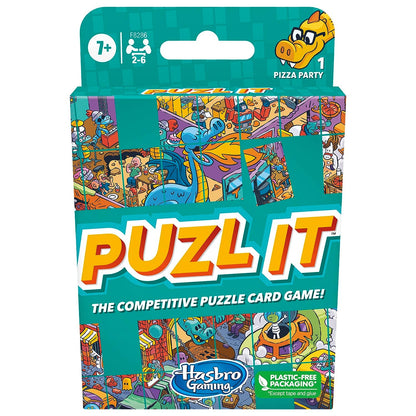 Hasbro Puzl It Game, Competitive Puzzle Card Game for Ages 7 and Up, Kids Game, Family Game for 2 to 6 Players, Pizza Party Theme, Puzzle Games