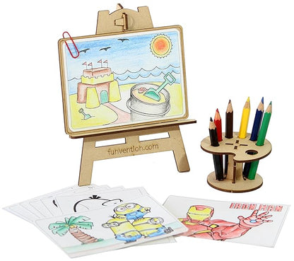 Funvention- for Little Scientist in Every Kid Gallery Puzzle and Colouring Art Kit (Multicolor)