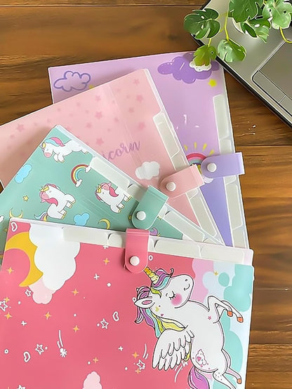 Unicorn File Folder with Button Lock