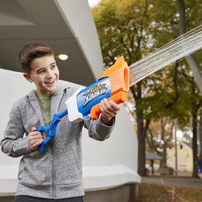 Super Soaker Nerf Rainstorm Water Blaster for Holi - Easy Fill and Blast - Large 650Ml Water Tank - for Drenching Water Blast Games On Holi Festival, Branded Toy Pichkari for Kids 6+