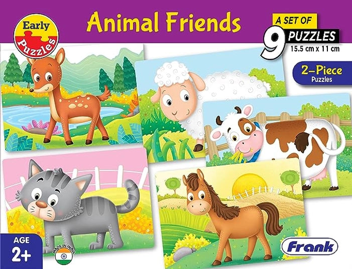 FRANK - SET OF 9 PUZZLES (2-PIECE PUZZLES)-ANIMAL FRIENDS