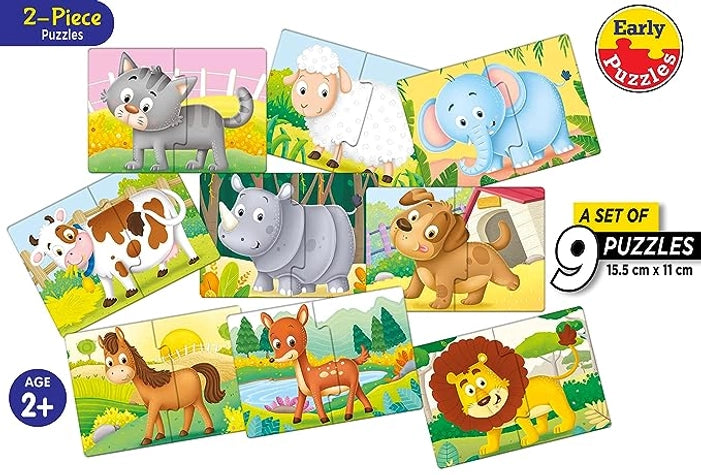 FRANK - SET OF 9 PUZZLES (2-PIECE PUZZLES)-ANIMAL FRIENDS