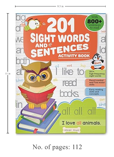 201 Sight Words And Sentence With 800+ Sentences To Read Activity Book For Children