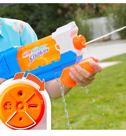 Nerf Super Soaker Flip Fill Water Blaster - 4 Spray Styles - Fast Fill - Large 890ml Water Tank - Pichkari for Outdoor Water Games, Branded Toy Pichkari for Holi Festival, for Kids 6+