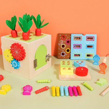 Nine in 1 Busy Box- Wooden Toy