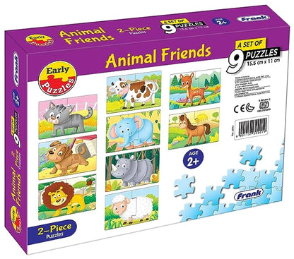 FRANK - SET OF 9 PUZZLES (2-PIECE PUZZLES)-ANIMAL FRIENDS