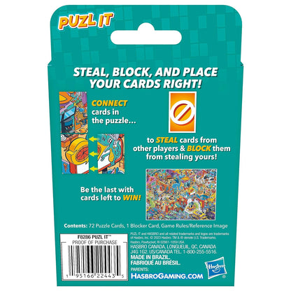 Hasbro Puzl It Game, Competitive Puzzle Card Game for Ages 7 and Up, Kids Game, Family Game for 2 to 6 Players, Pizza Party Theme, Puzzle Games