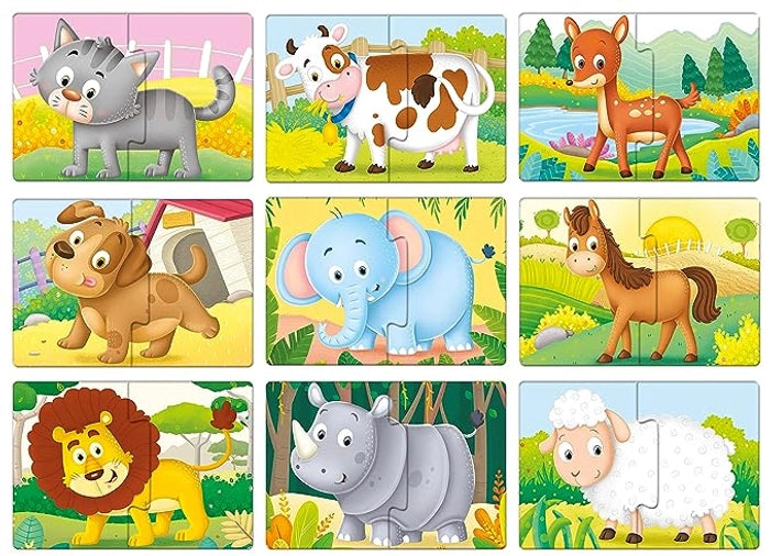 FRANK - SET OF 9 PUZZLES (2-PIECE PUZZLES)-ANIMAL FRIENDS