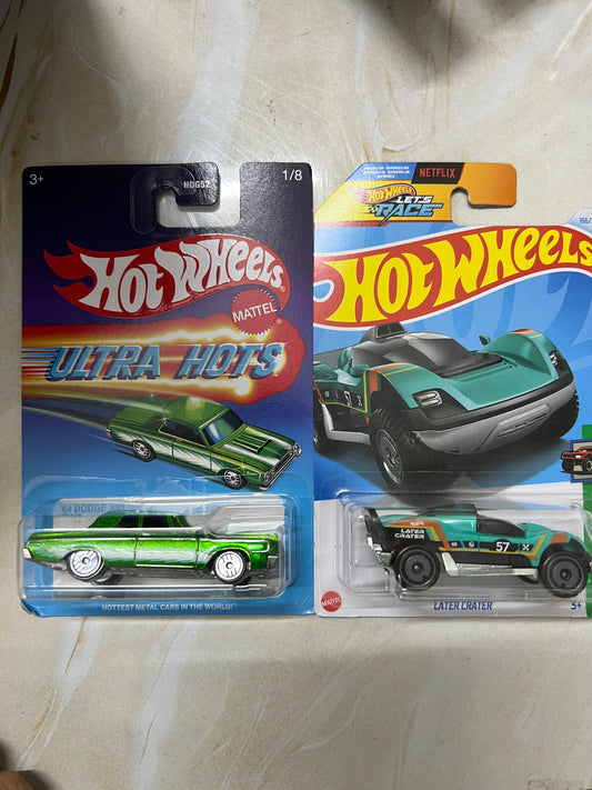 Hot Wheels Ultra Hots Retro 2024 Edition 1:64 Scale 64 Dodge 330 and Single Hot Wheel Later Crater