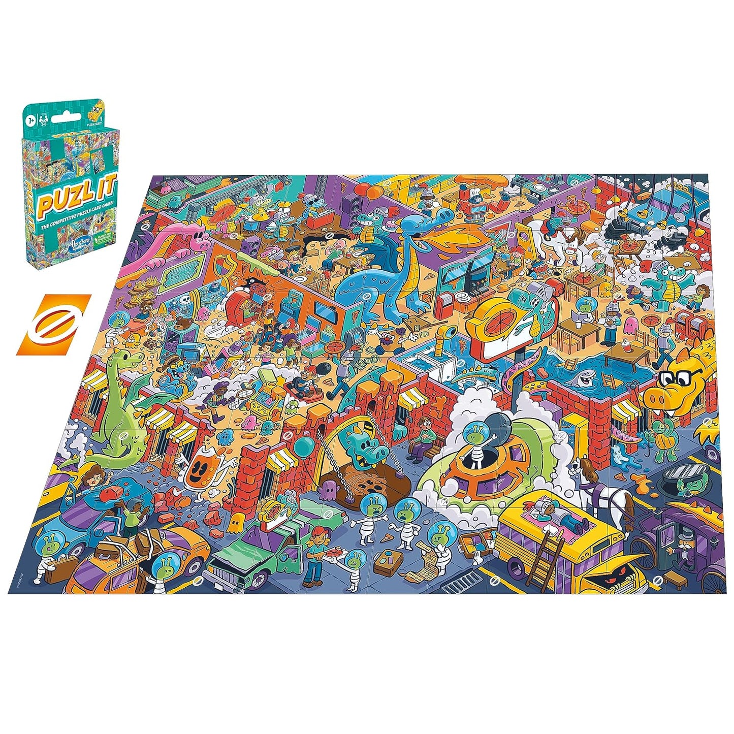 Hasbro Puzl It Game, Competitive Puzzle Card Game for Ages 7 and Up, Kids Game, Family Game for 2 to 6 Players, Pizza Party Theme, Puzzle Games