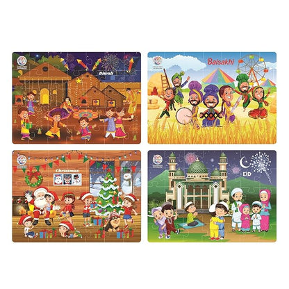 Ratna's 4 in 1 Indian Religion Jigsaw Puzzle (4 x 35 Pieces) for Kids