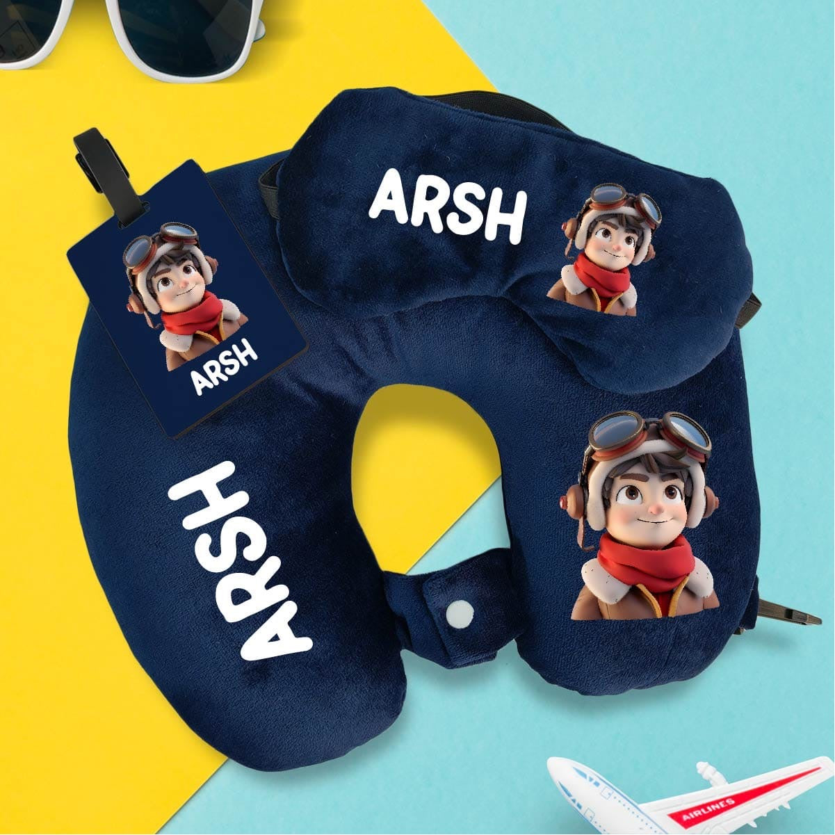 Personalised Eye Mask and Neck Pillow