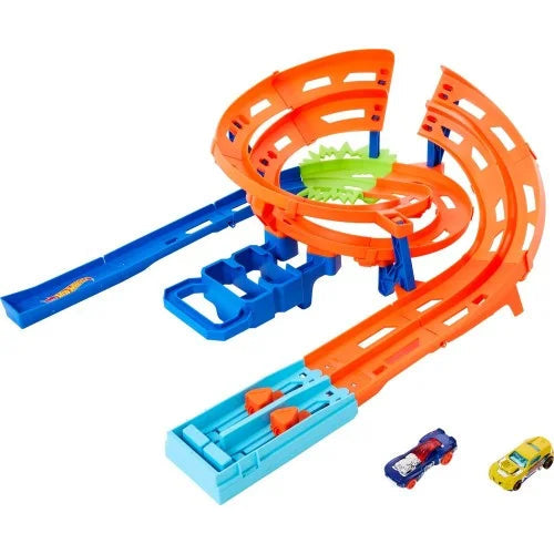 Hot Wheels Whip Around Raceway, 2 Toy Cars in 1:64 Scale, Storage