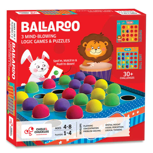 Ballaroo 3-in-1 Brain Games for Kids Age 4-8 Year Old, STEM Educational Toys, Mind Game, Sudoku, Ball Sort Puzzle, Gifts for Girls, Boys Ages 5, 6, 7