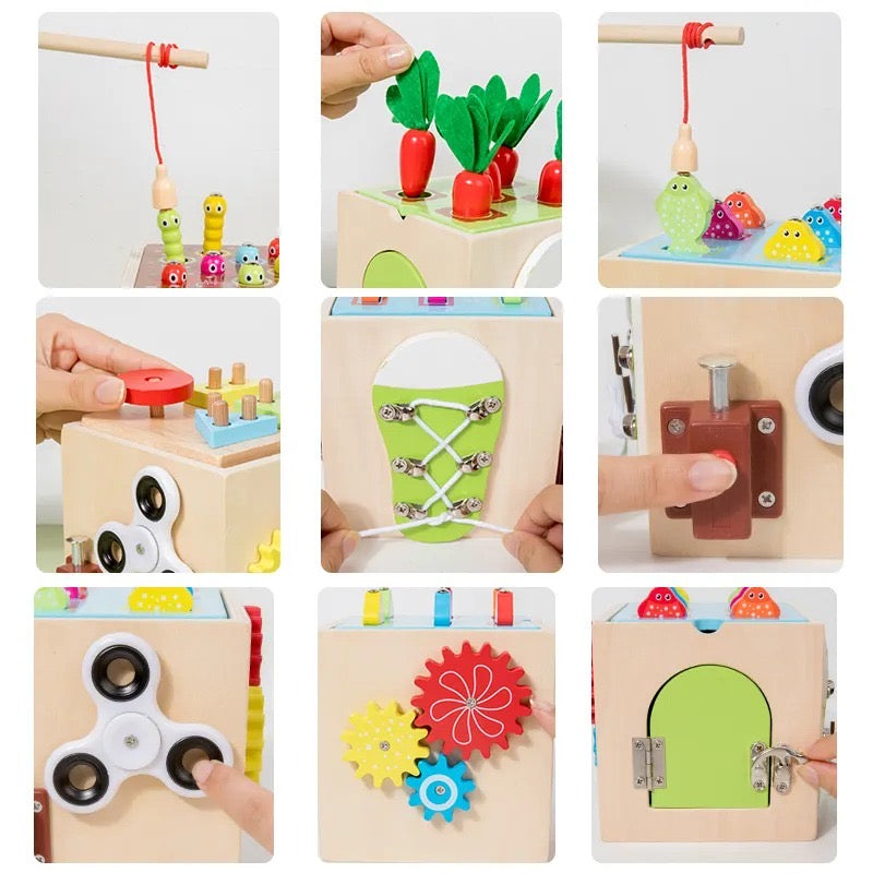 Nine in 1 Busy Box- Wooden Toy