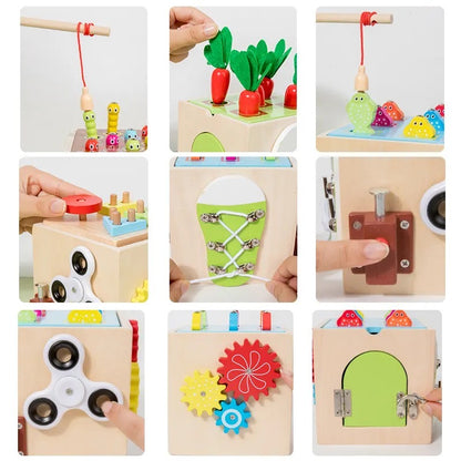 Nine in 1 Busy Box- Wooden Toy