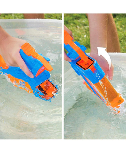 Nerf Super Soaker Flip Fill Water Blaster - 4 Spray Styles - Fast Fill - Large 890ml Water Tank - Pichkari for Outdoor Water Games, Branded Toy Pichkari for Holi Festival, for Kids 6+