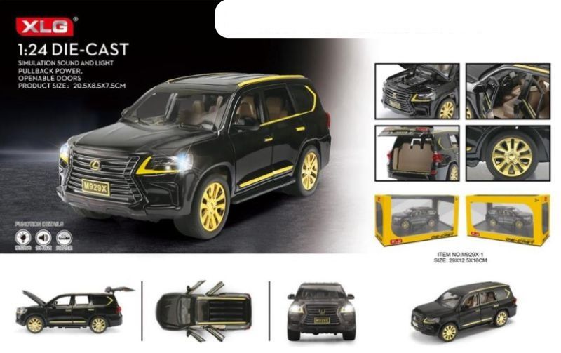 Lexus LX- Exclusive Alloy Metal Big Pull Back Die-cast Car 1:22 Diecast Metal Pullback Toy car with Openable Doors & Light, Music Boys Toys for Kids - Color May Vary