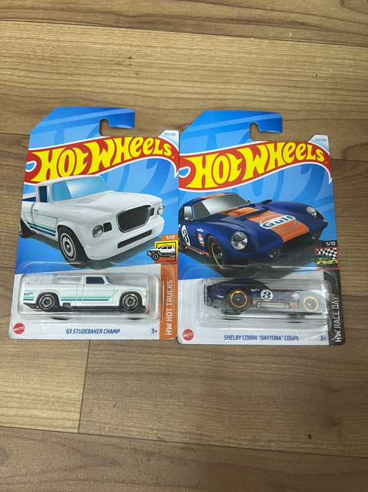 Single Hot Wheels Car- SHELBY COBRA DAYTONA COUPE AND SINGLE HOT WHEELS CAR 63 STUDEBAKER CHAMP