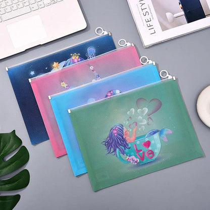 Mermaid A4 File Folder Zipper Bag