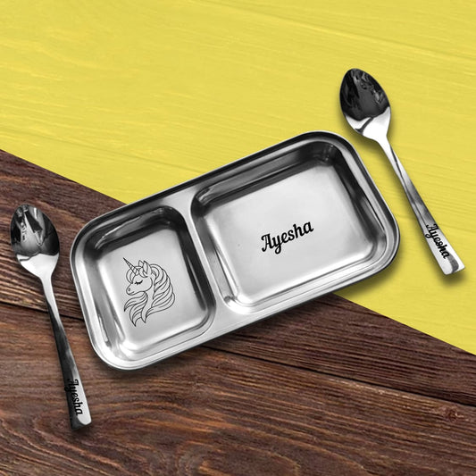 Personalised 2 in 1 Maggie thali set - Best birthday return gift