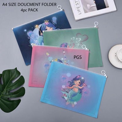 Mermaid A4 File Folder Zipper Bag