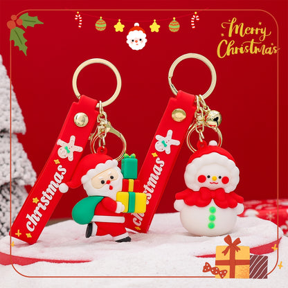 Premium Quality 3D Christmas Keychain with (Self Adhesive Hook) (Pack of 2 )(Random Design)