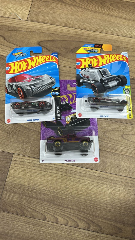 Anniversary Hot Wheels 73 Jeep and Single Hot Wheels Car Nerve Hammer and Mo Stash