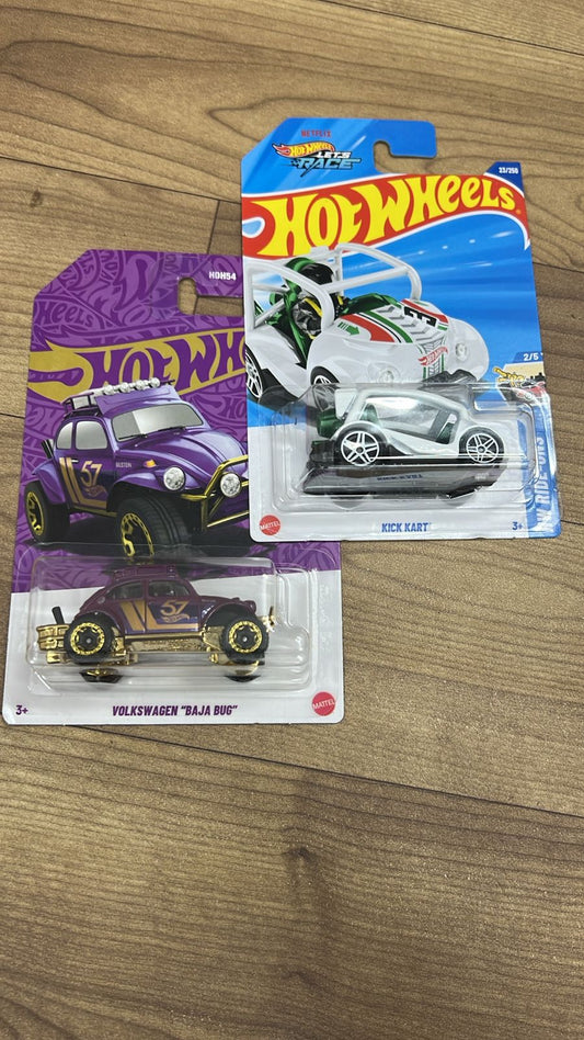 Anniversary Hot Wheels Volkswagen Baja Bug and Single Hot Wheels Car Kick Kart